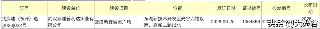 光谷新宜城市广场：地块多年蓄力，终迈落地关键一步

6 月 25 日，武汉新宜城