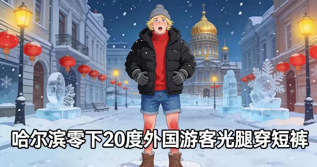 零下20度哈尔滨街头惊现外国游客光腿穿短裤！专家：不要轻易模仿
哈尔滨中央大街上