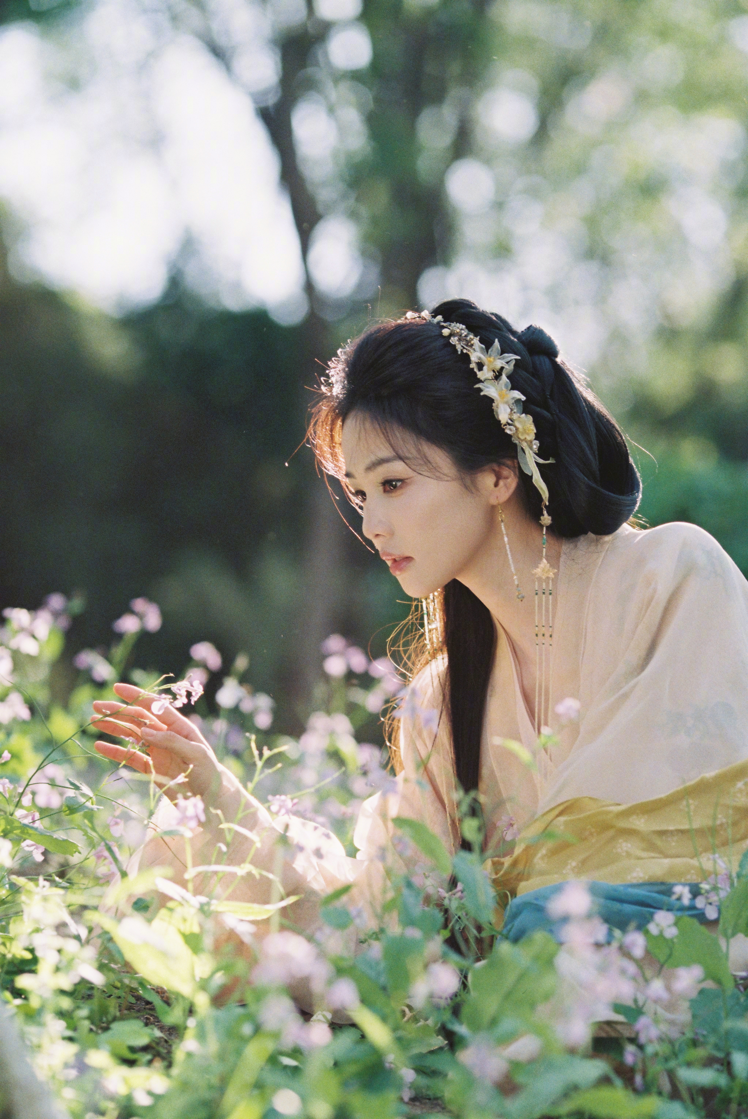 白鹿春日玉兰粉裙白鹿  在复制粘贴的时代，你是手写的诗