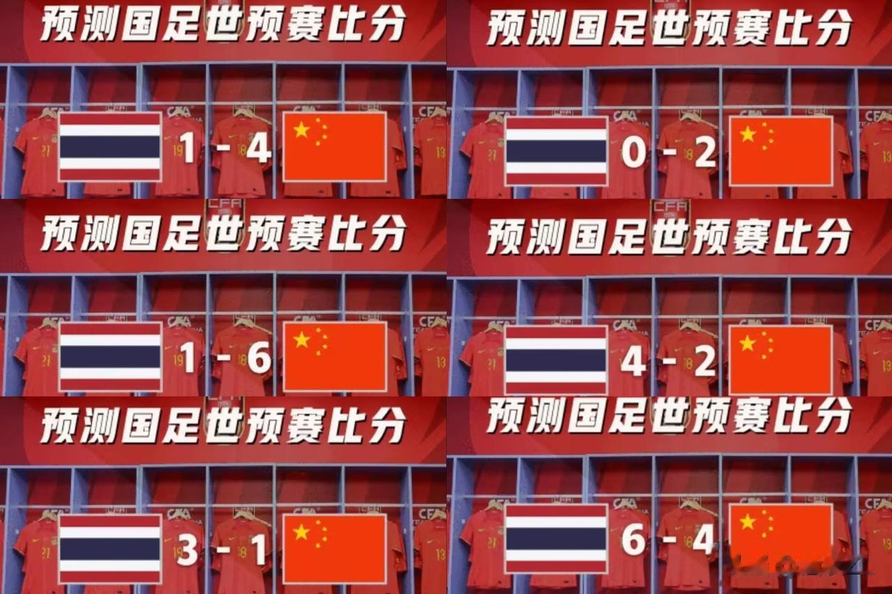 1:4、1:6……有点意思，国足世预赛客战泰国，截屏预测比分，会出现大比分？菜鸡