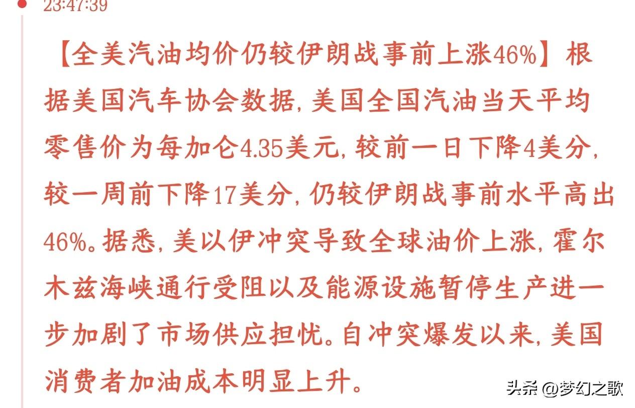 说生活在美国幸福的，看看在美国的成本吧，简直可怕
现在美国平均油价4.35美元/