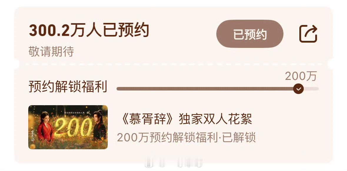 迪丽热巴、陈飞宇《慕胥辞》预约量破300w 