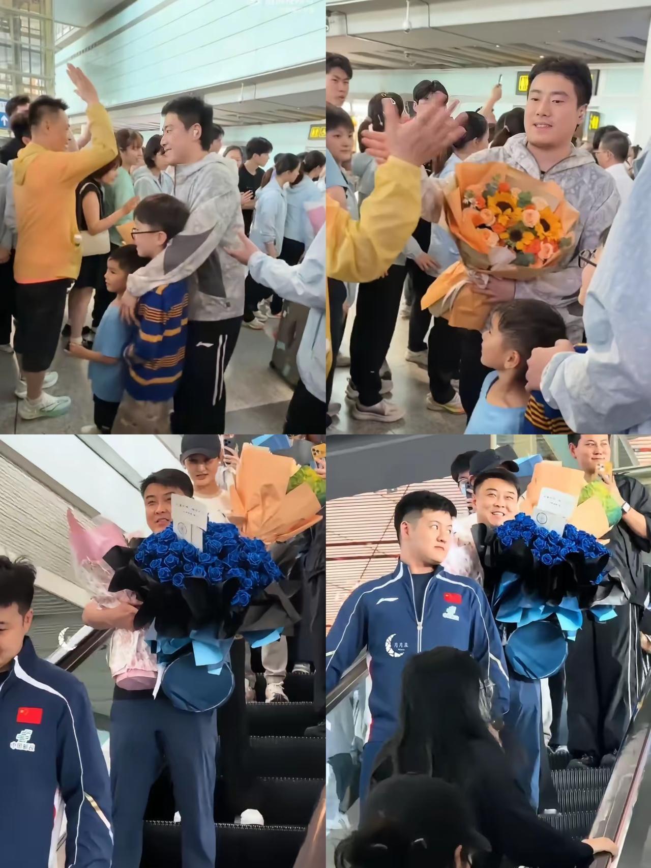 国乒男女团载誉回京，机场这幕也太暖了！莎头为避拥堵走VIP通道火速开启休整，而另
