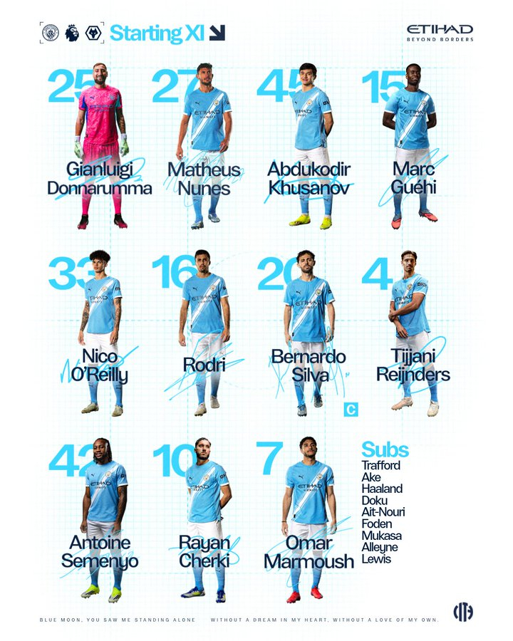 曼城vs狼队 首发！ 加油啊！！该赢了！ 小面包首发了！！ 