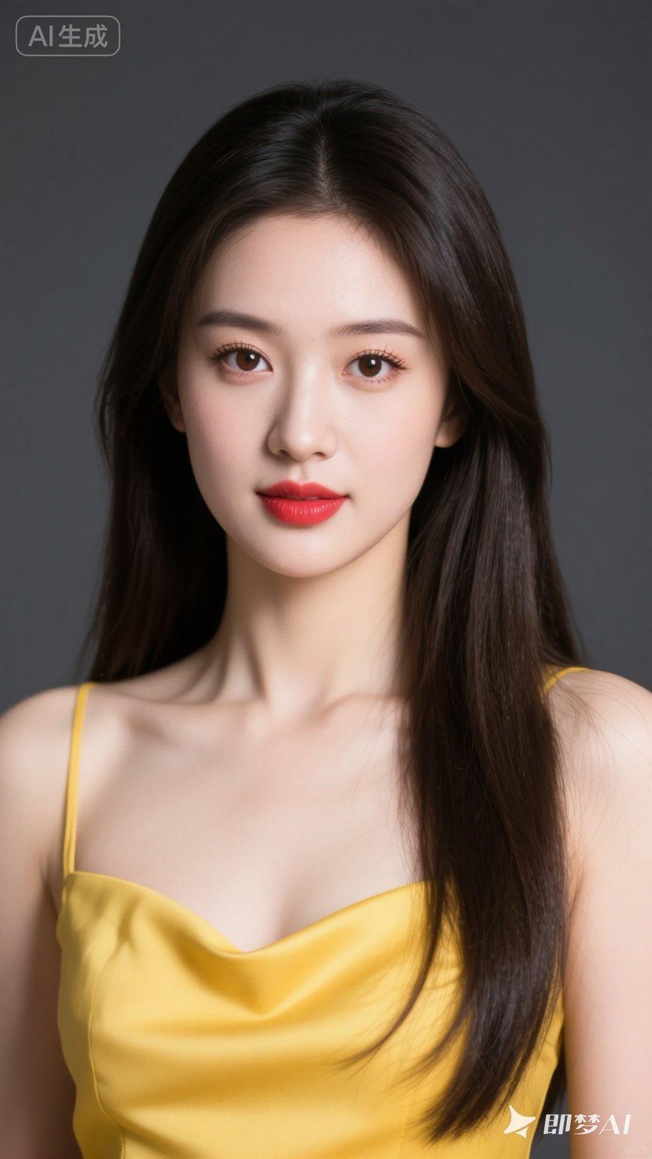 甜美少女风，黄色吊带裙，清新自然，元气满满！