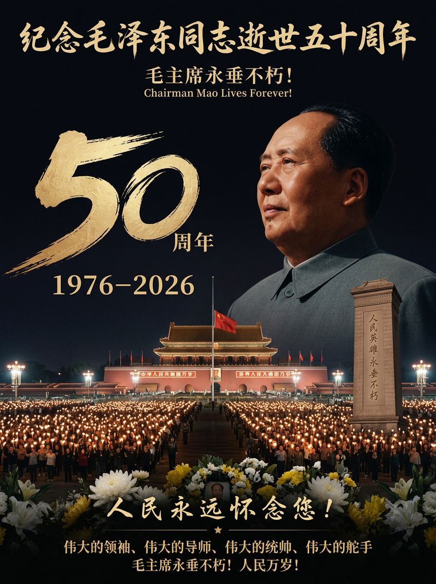 2026年9月9日是毛主席逝世五十周年，致敬伟人不忘历史，一代伟人永远在人民的心