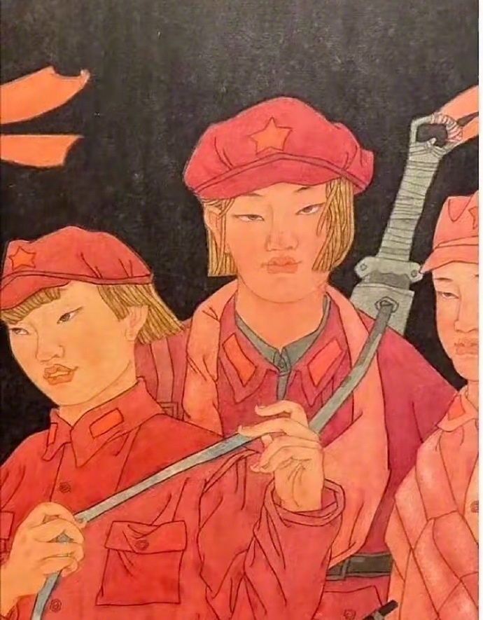 清华美院教授将红军画成眯眯眼清华美院博士刘翔鹏的作品《新时代的长征路之星星火》队