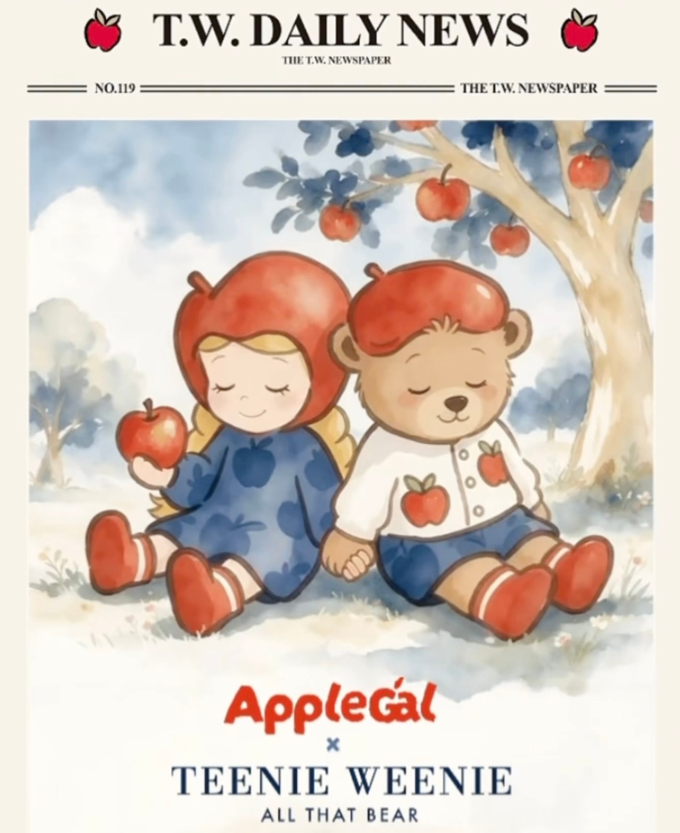 诶呀applegal这个小苹果妹和小熊的联名泰可爱了
