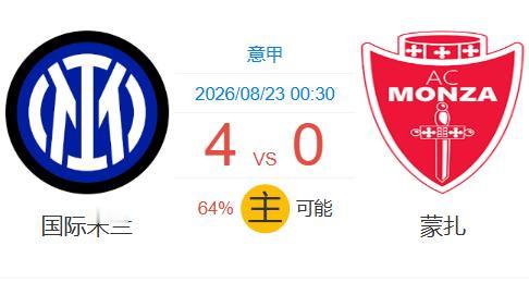 💥实力碾压！AI神算子发威：国米64%概率狂胜蒙扎，你信吗？
意甲联赛的战火继