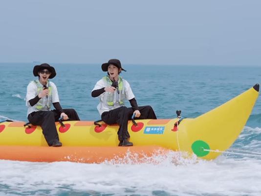 白鹿范丞丞孟子义掉海白鹿言出法随奔跑吧预言家白鹿精准命中！刚说完要游泳，下一秒三