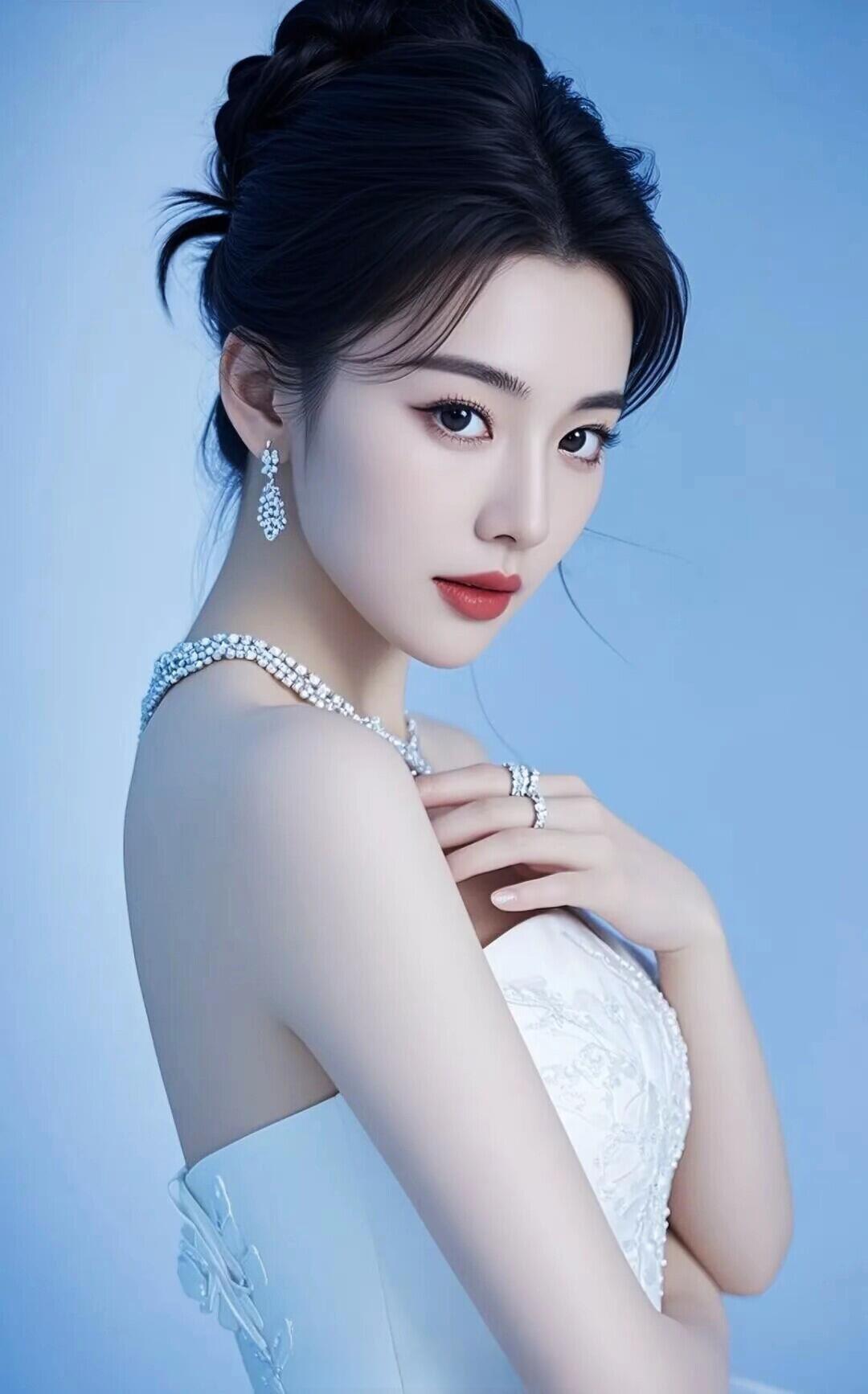 优雅白纱裙，闪耀珠宝配，气质女神范！💍✨