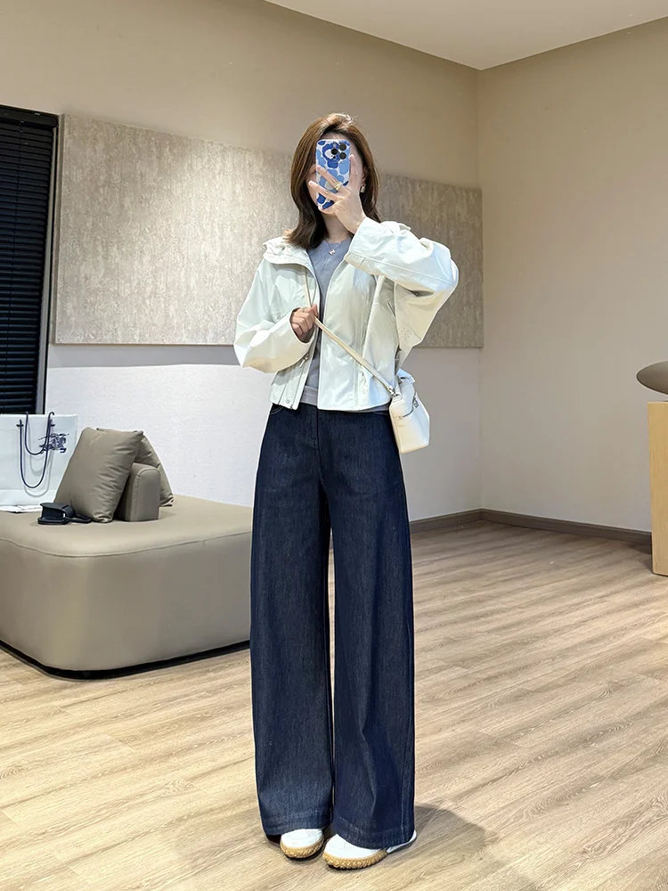 条纹底腔调牛仔裤👖 防褪色高腰阔腿裤！