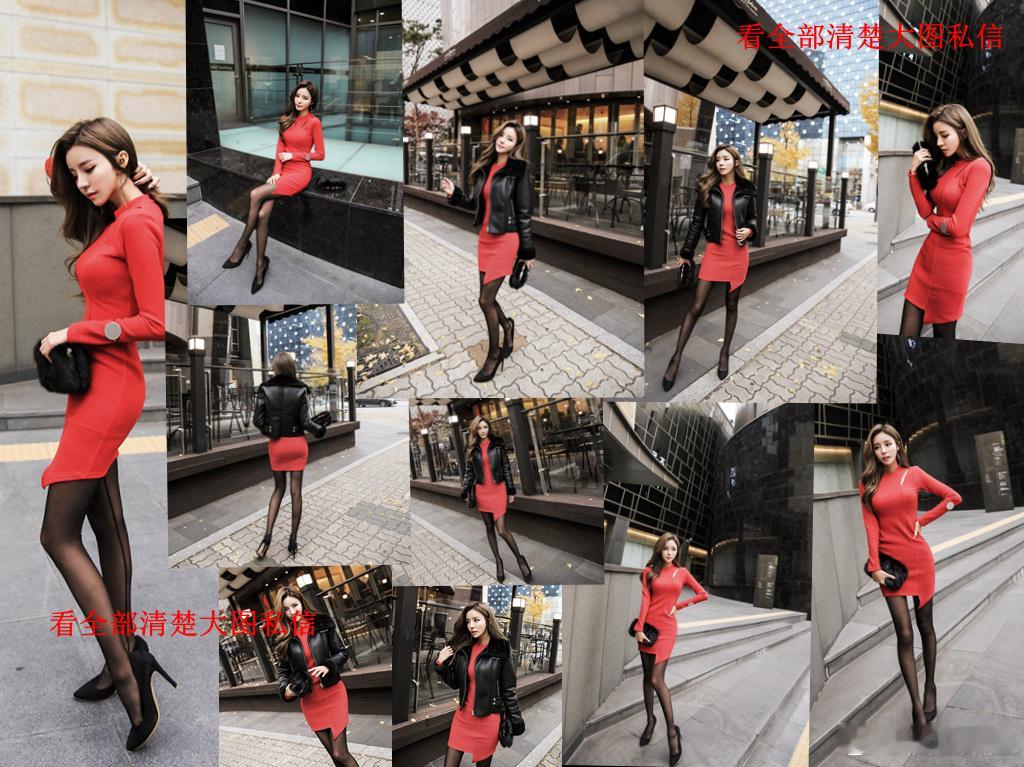 黑皮衣红裙黑丝... ​​​