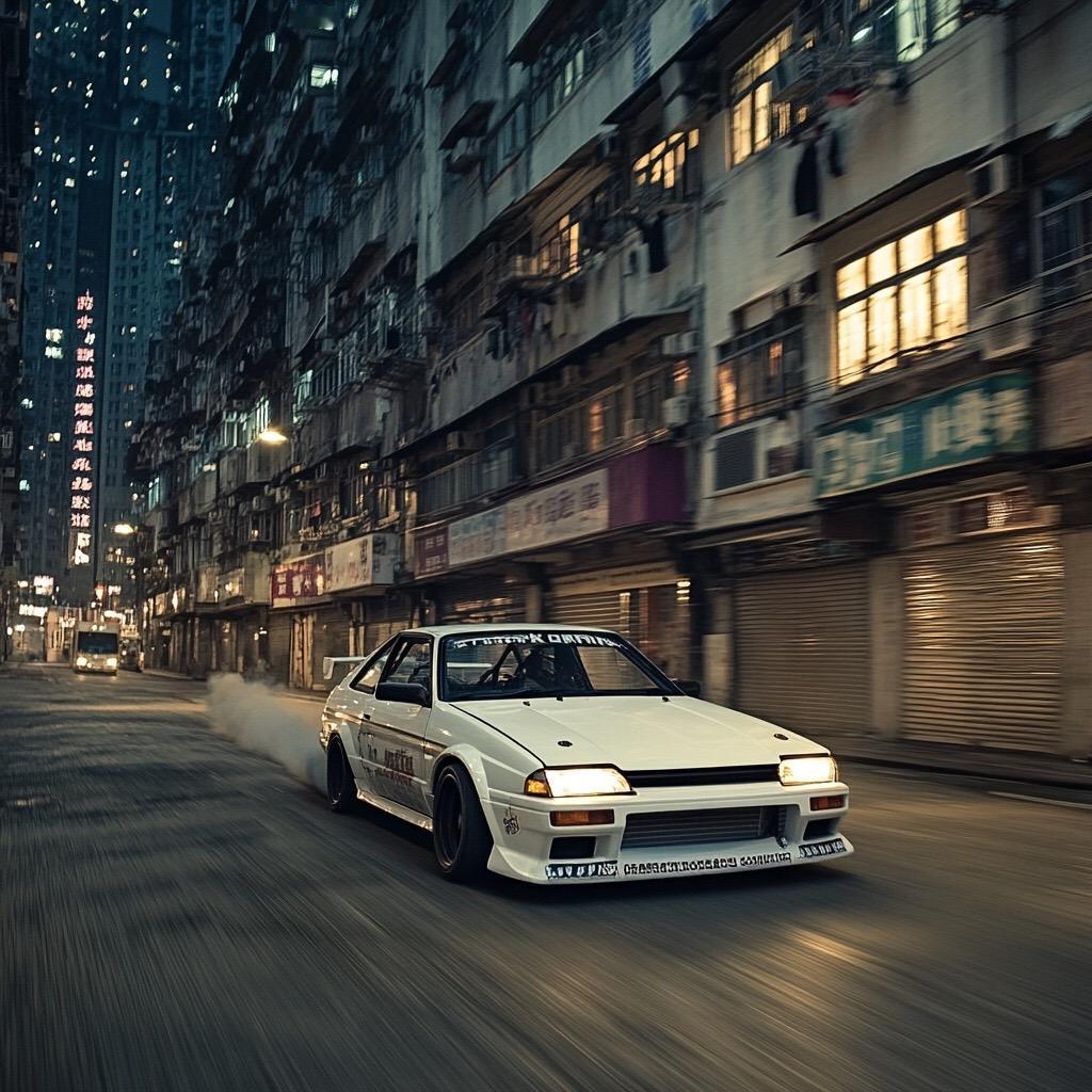 AE86出现在香港九龙城寨！#头文字D #九龙城寨 #香港 #aigc #复古