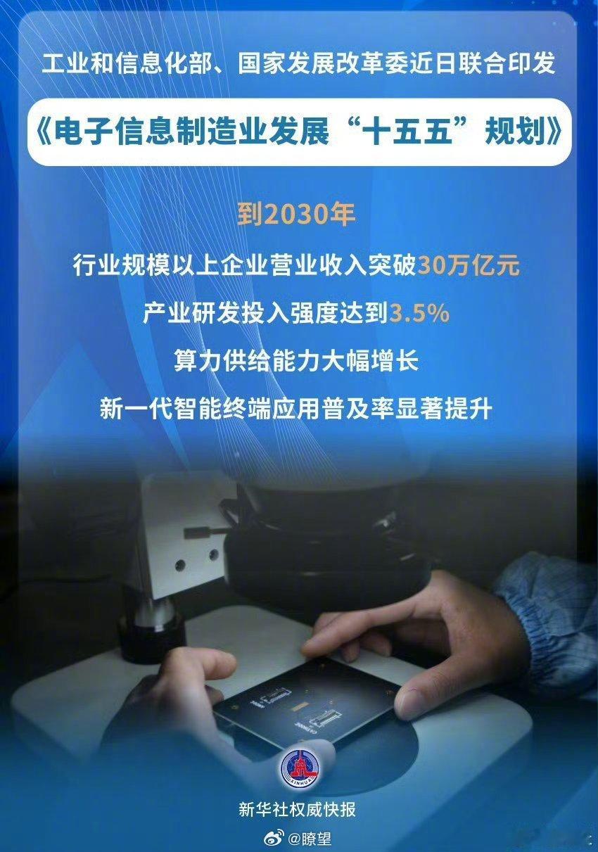 【电子信息制造业发展十五五规划发布】工业和信息化部、国家发展改革委近日联合印发《