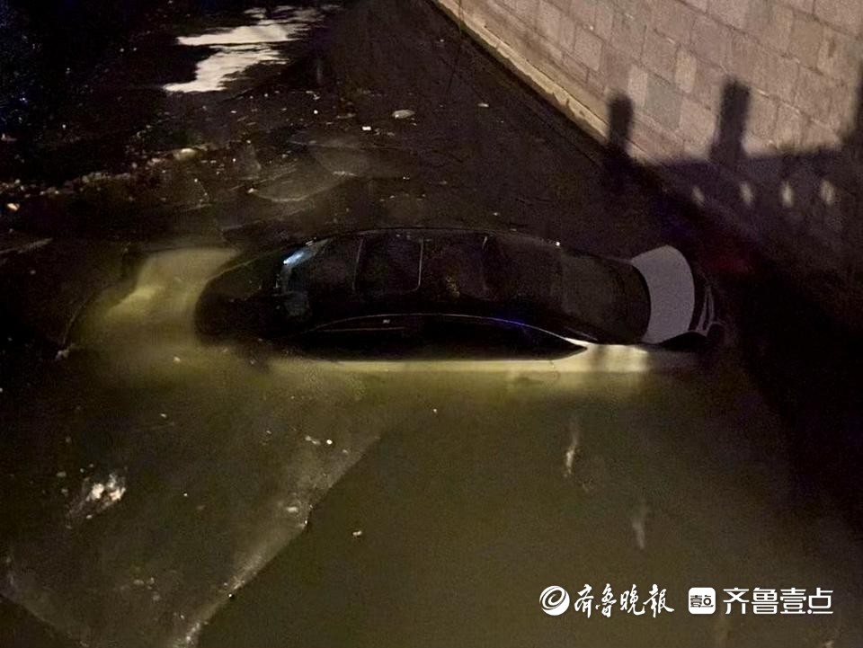 女司机错把油门当刹车，凌晨驾车冲入河里