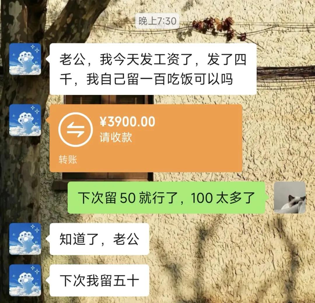 一个月给老婆留100块钱吃饭是不是太多了