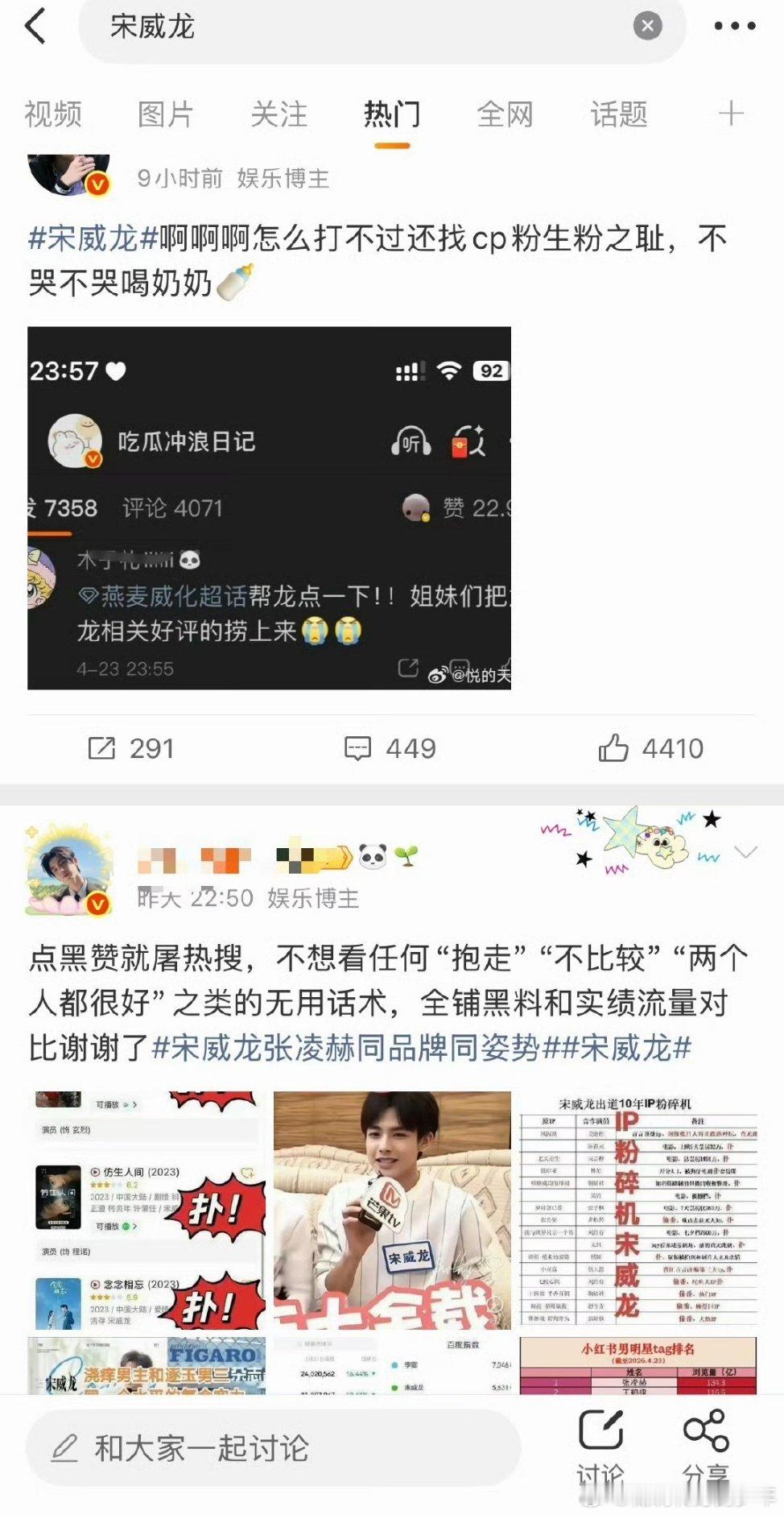 宋威龙热门被张凌赫 粉丝途了！张凌赫宋威龙 两家作品上没什么交集～因为一张片没必