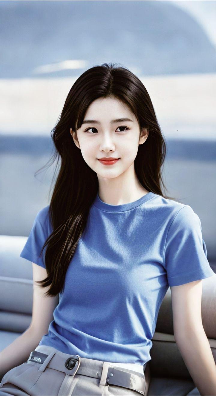 AI扩图 AI蓝衫佳人