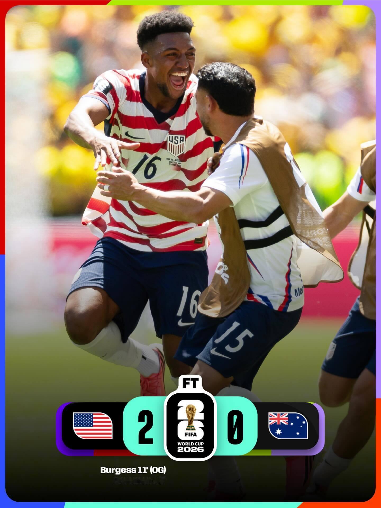 【世界杯D组】 世界杯 D组小组赛：美国🇺🇸2：0战胜澳大利亚🇦🇺队！！