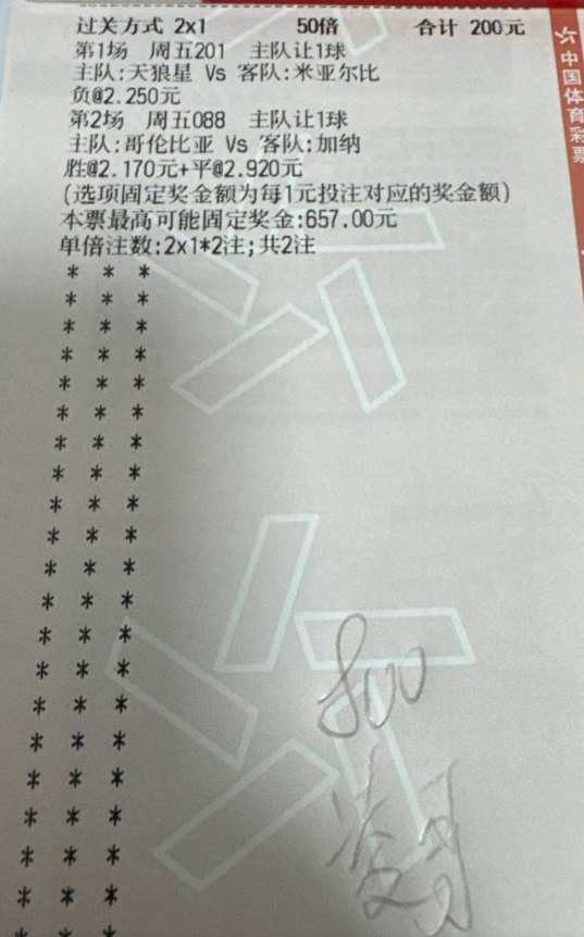 凌哥实单：今天二*一冲 