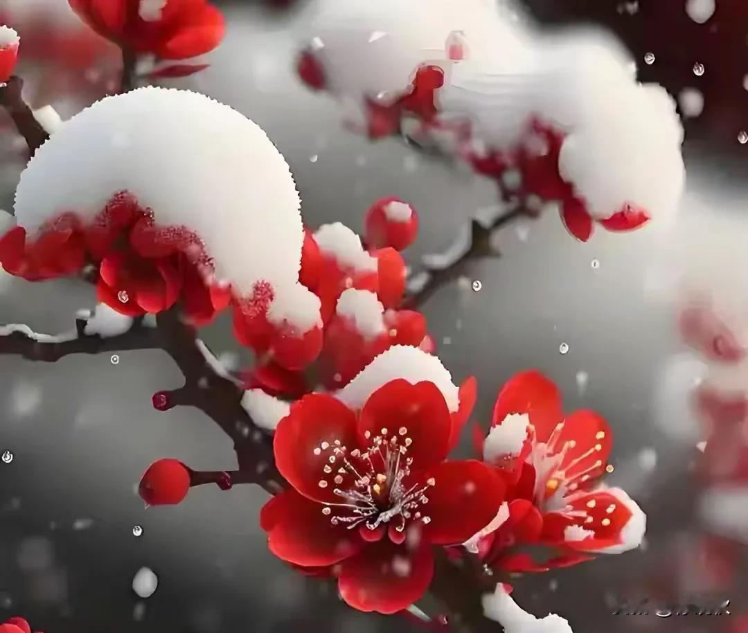 梅花欢喜漫天雪，
飘飘洒洒降人间。
清宵最是销魂处，
一缕寒香味若仙。