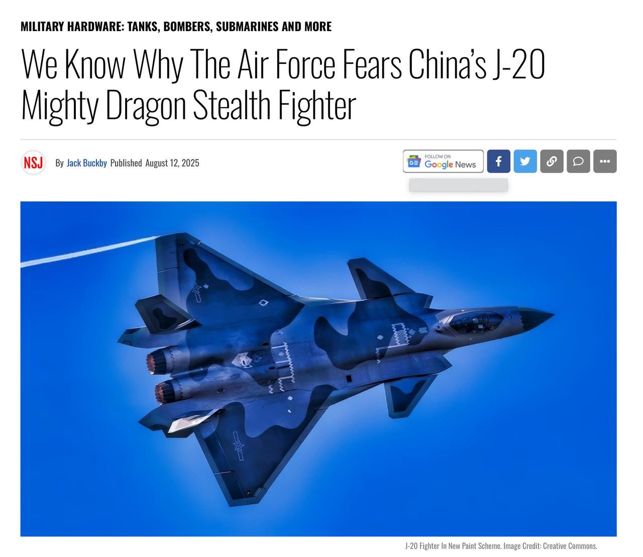 美媒：对中国歼-20隐身战机的产量表示担忧！

担忧就对了，你不担忧那我们不是白