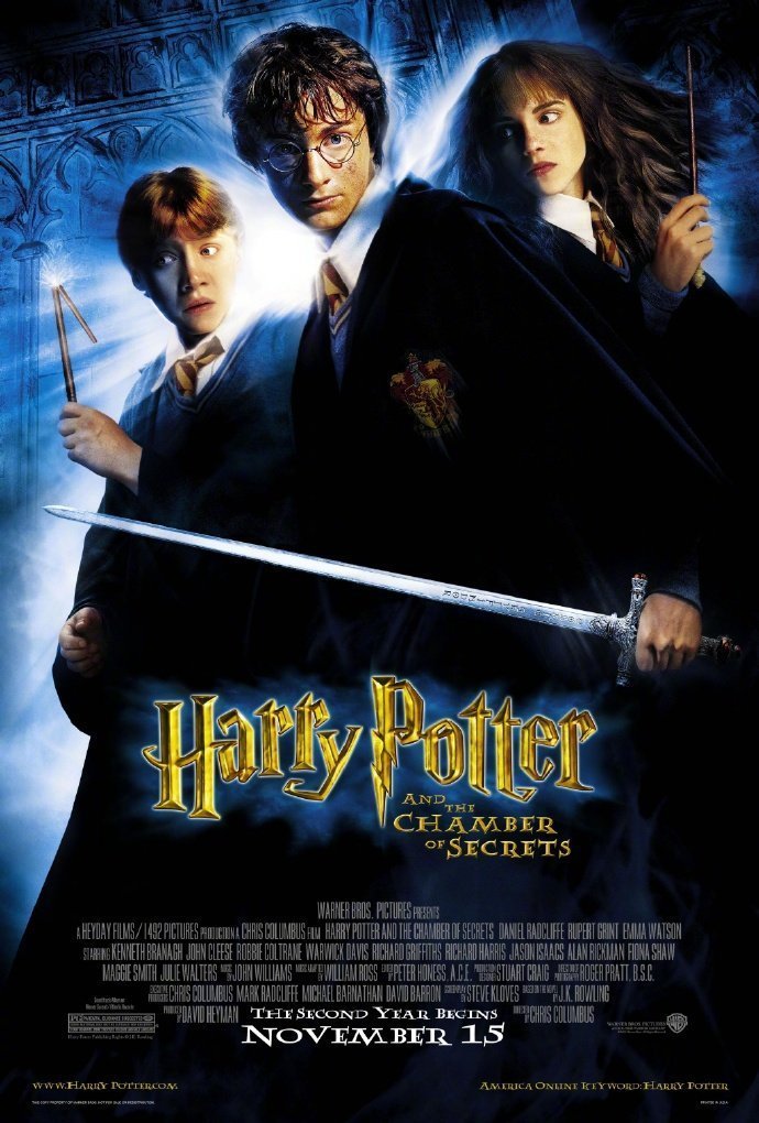 2002年11月15日——22年前的今天，《哈利·波特与密室》北美上映！影片在北