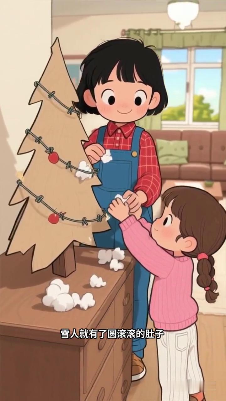 ·我踮着脚从抽屉里翻出旧挂历，银色的内页在阳光下闪闪发亮。
·剪刀咔嚓咔嚓剪出一