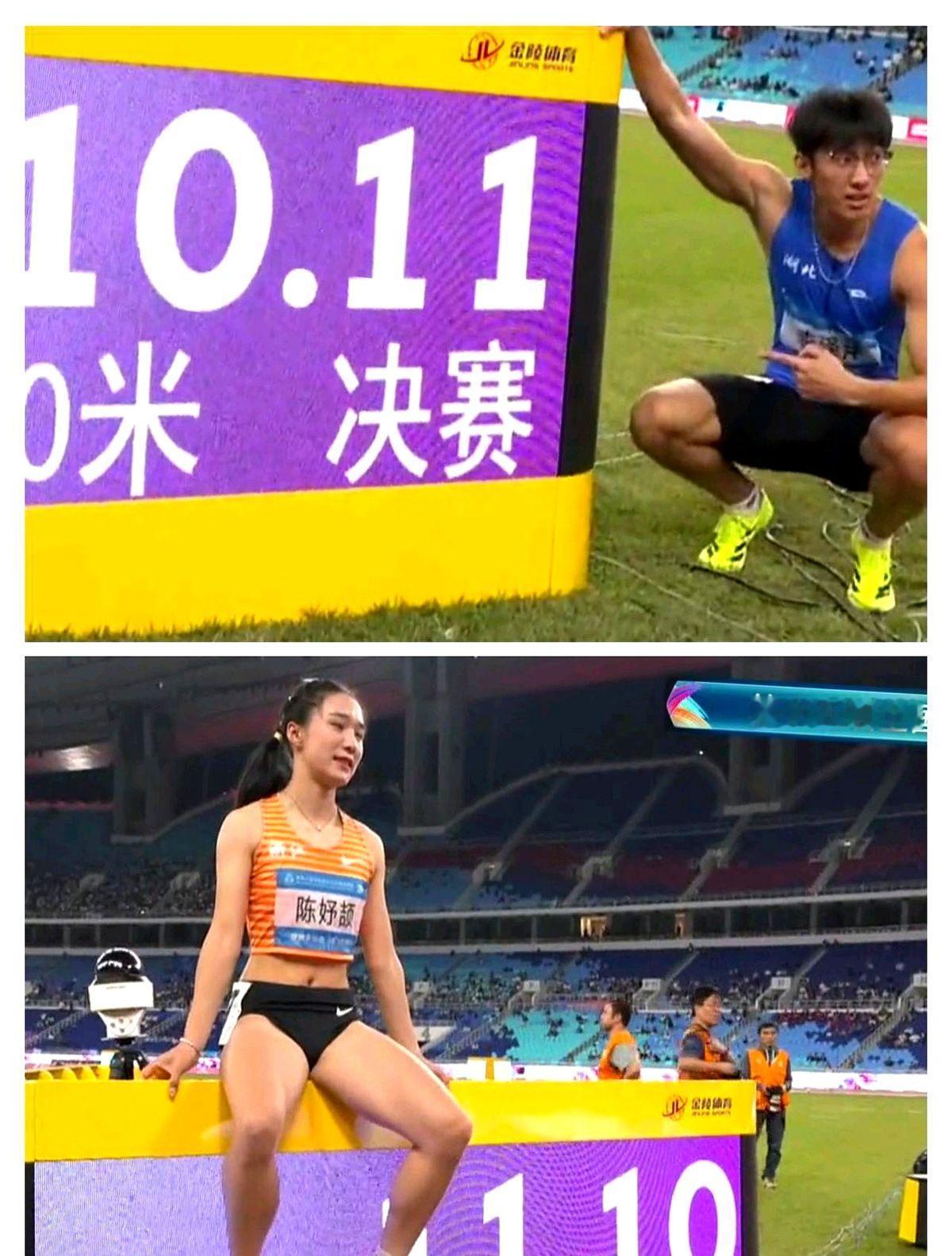 34岁韦永丽跪地那一刻，青春真的翻篇了。

17岁陈妤颉冲线，11秒10，把前辈