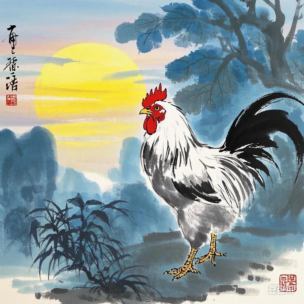 下联:花绽春已来。
这样组成的对联为：“鸡鸣天欲晓，花绽春已来”，描绘了一幅天刚