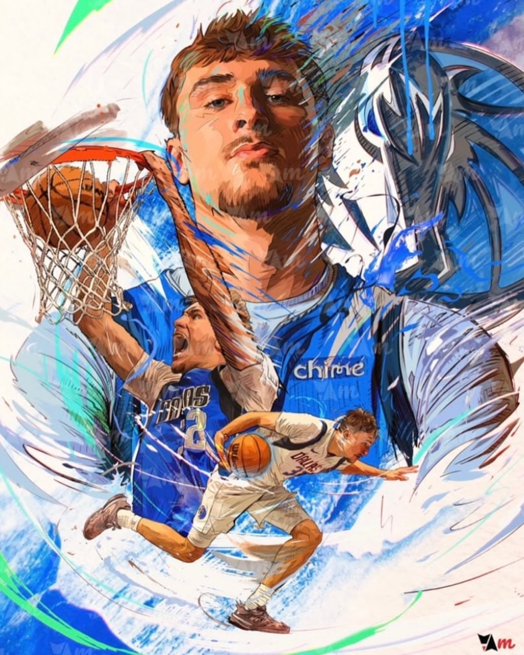 好看！独行侠发布弗拉格插画。nba