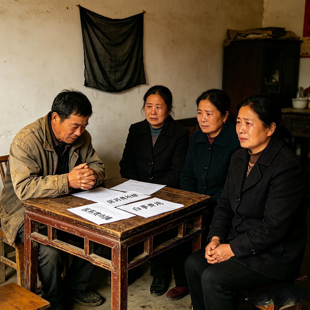 前几天91岁的姑父不在了，老人膝下一个儿子、三个女儿，本该和和气气送老人最后一程