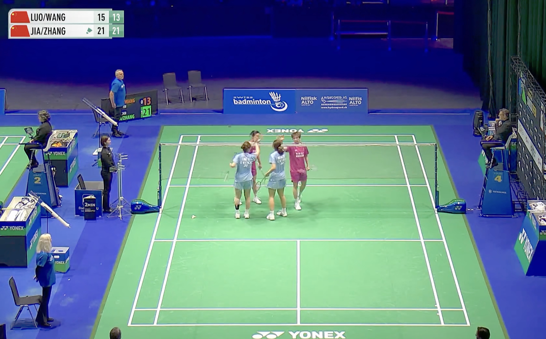 贾一凡/张殊贤🇨🇳 21-15、21-13 🇨🇳罗意/王汀戈下轮对手：库