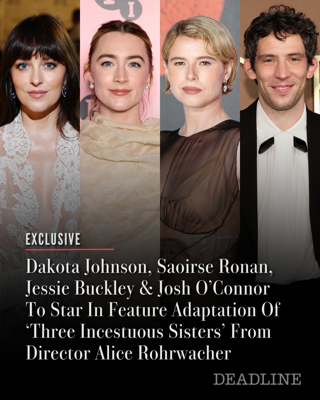 近期看到的最让人期待的新片主演阵容：达科塔·约翰逊、西尔莎·罗南、杰西·巴克利、