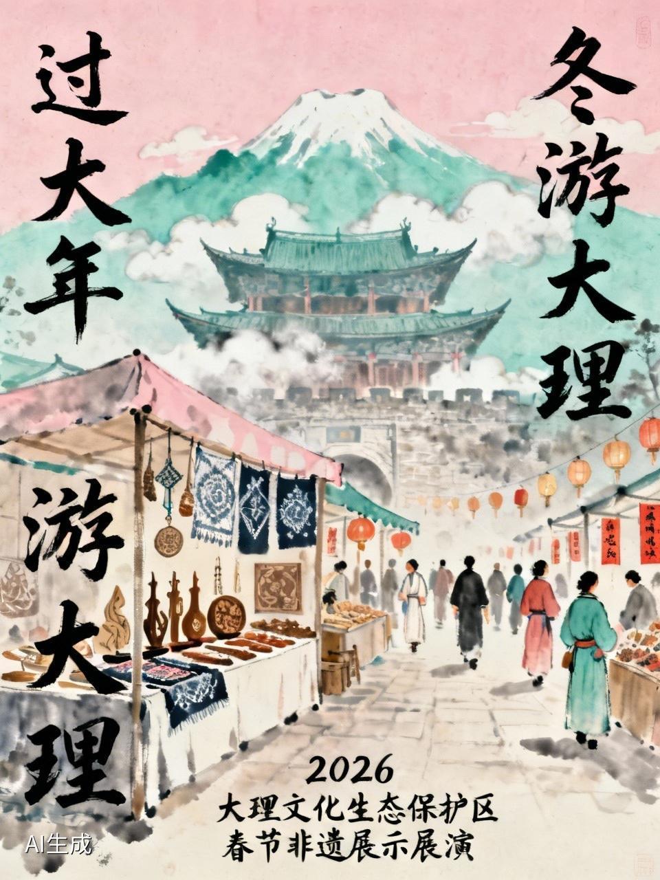 游大理冬游大理
春临苍洱，福满大理。2月6日至2月8日，“‘遇见云南·非遗巡展’