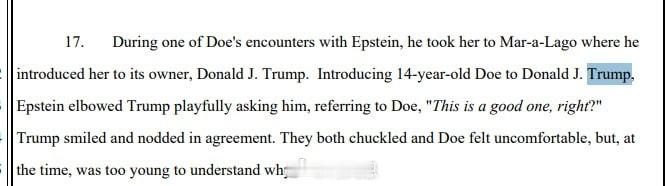 今天，爱泼斯坦档案被部分公开，许多惊天内幕得以面世：图片所示：一位 14 岁的女