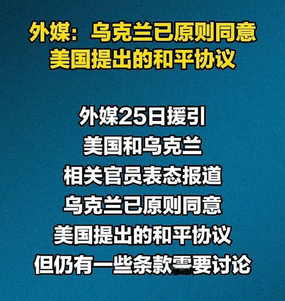 俄乌冲突迎来转折？乌克兰原则同意美国和平协议，19点新方案删改核心争议条款
 