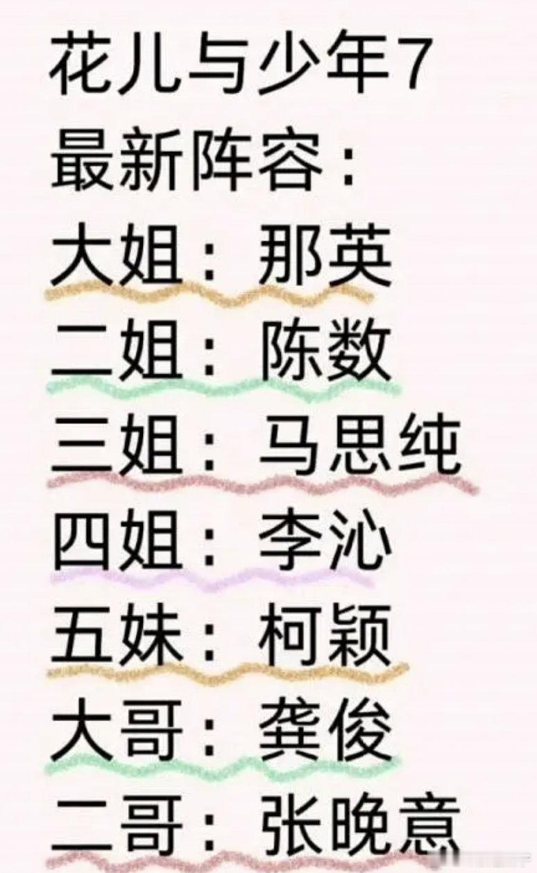 花７好无聊的阵容，预计drama剧情会被安在msc身上 ​​​