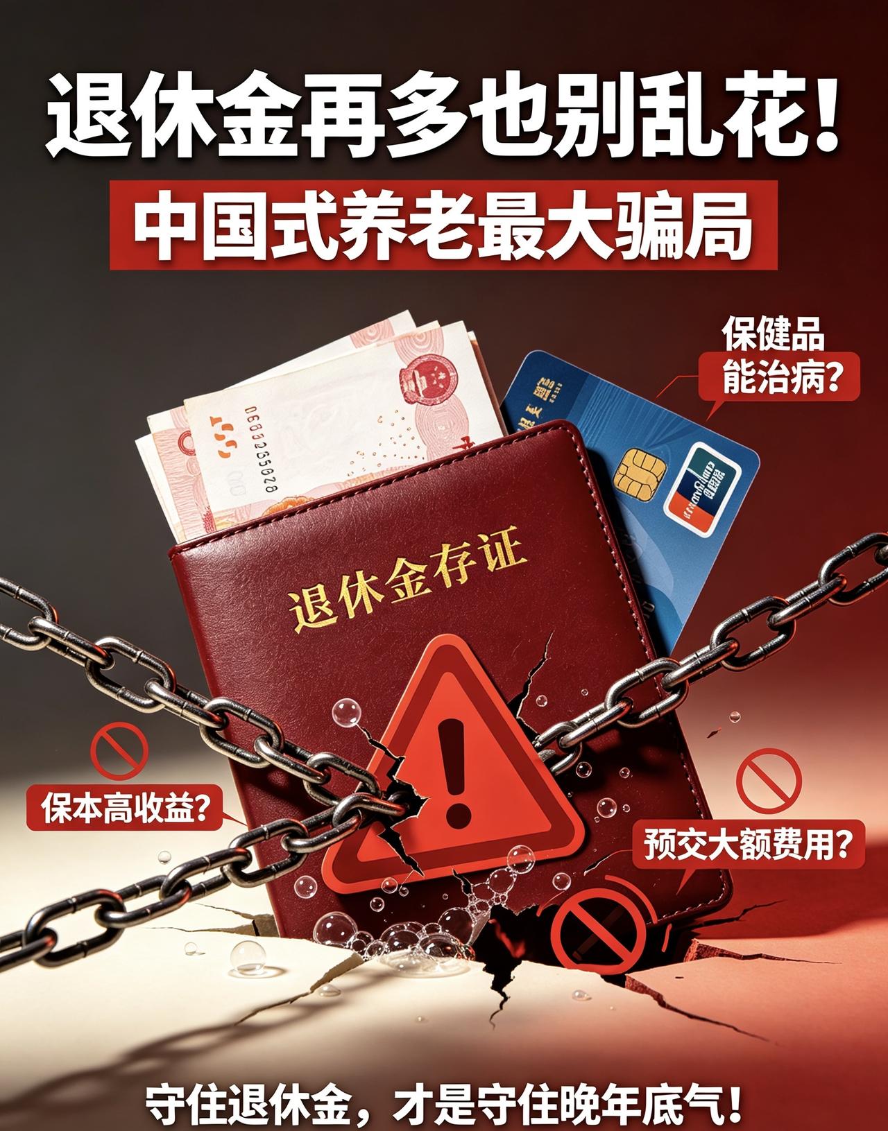 退休金再多也别乱花！中国式养老最大骗局，太多老人被坑惨

退休金再高，也扛不住养