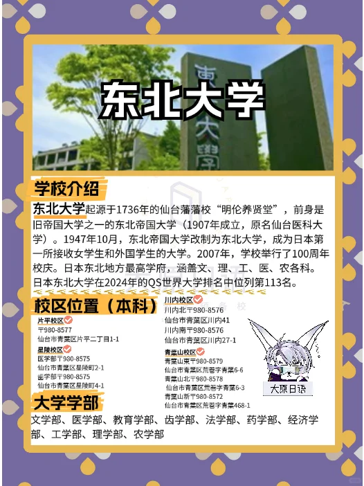 🌸2025日本大学报考篇章-东北大学