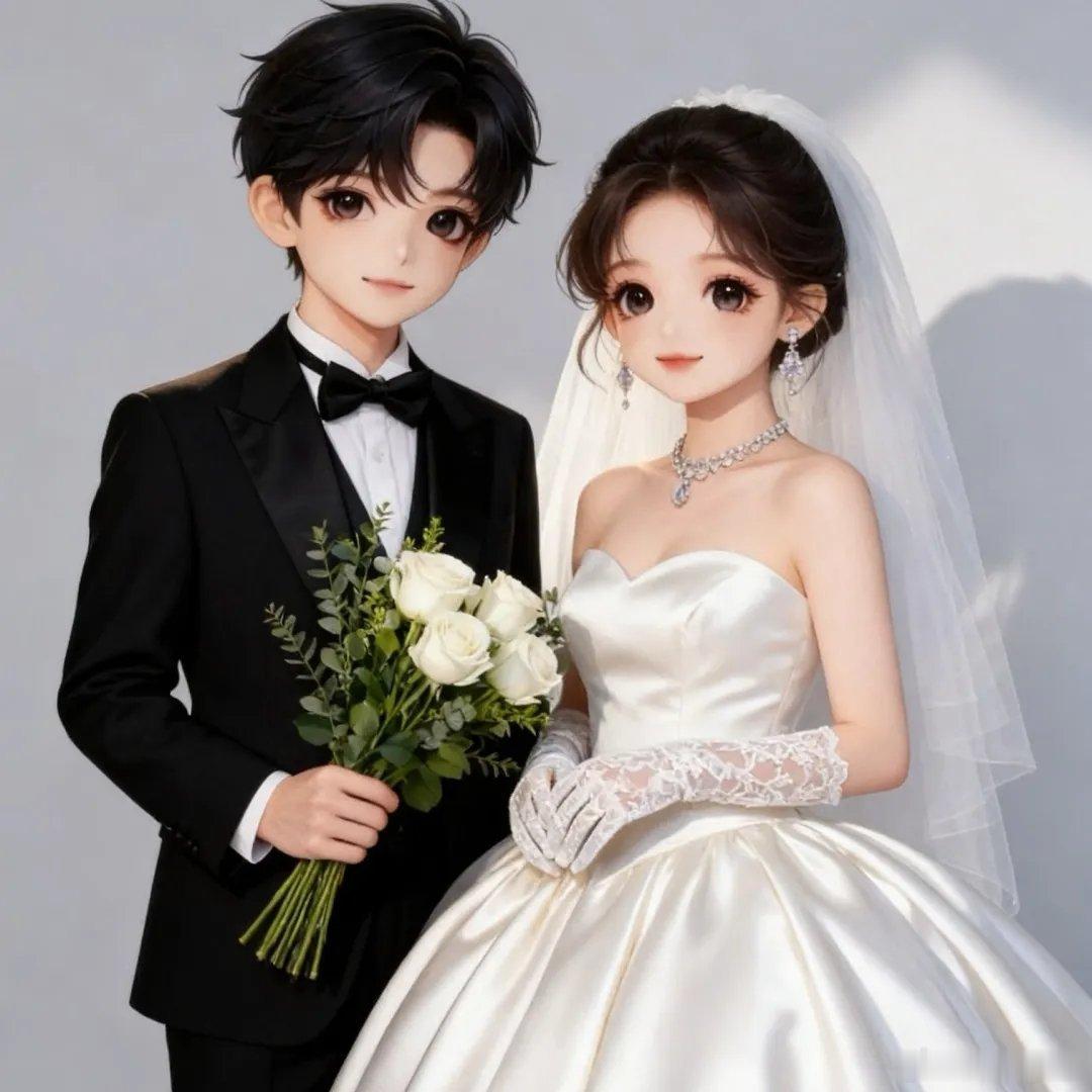 高雅气质婚纱礼服情侣头像 