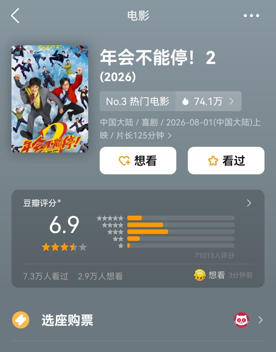 《年会不能停2》从7分降到6.9了 