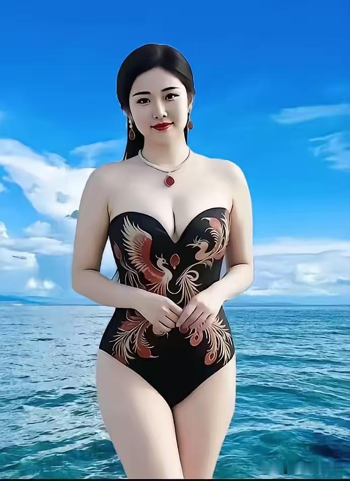 一剪梅·海滨凤影
 
碧海澄空映碧霄，云絮轻飘，浪影轻摇。
凤纹罗袂衬妖娆，眉黛