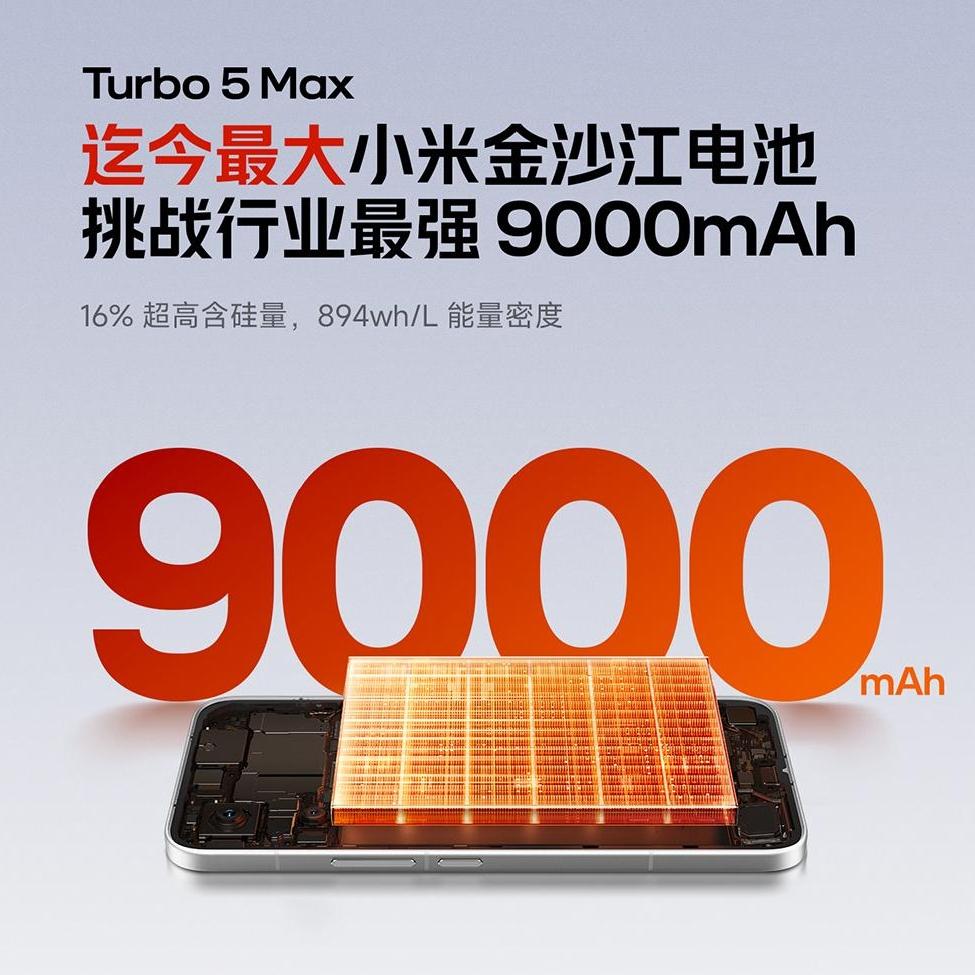 2039元杀疯了！红米Turbo5 Max：9000mAh+IP68=卷王
 