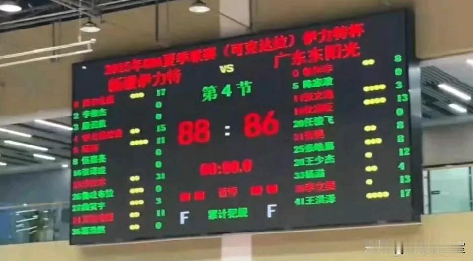 匪夷所思！夏季联赛可克达拉站，广东领先一整场新疆，最终86：88两分惜败新疆获得