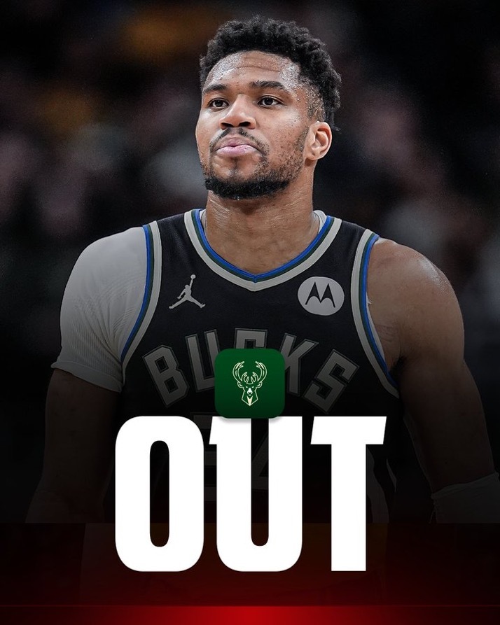 雄鹿队已正式宣布扬尼斯·阿德托昆博将缺席周五晚对阵篮网的比赛，这是密尔沃基本赛季