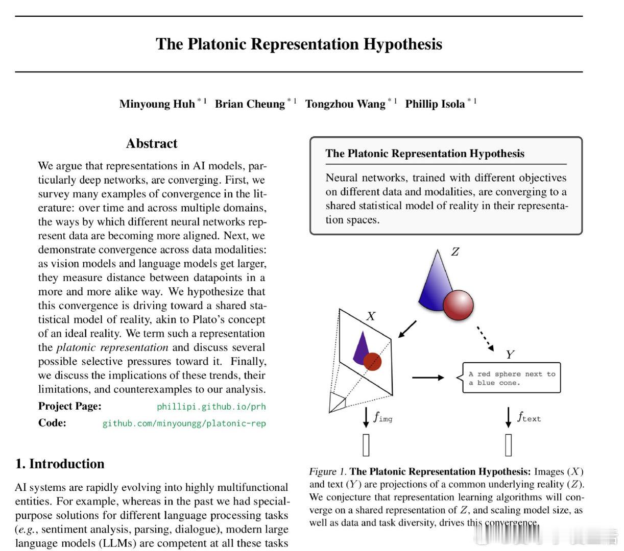 【当AI越来越强大，它们是否正在逼近同一个“真实”？】最近被一个叫“柏拉图表征假