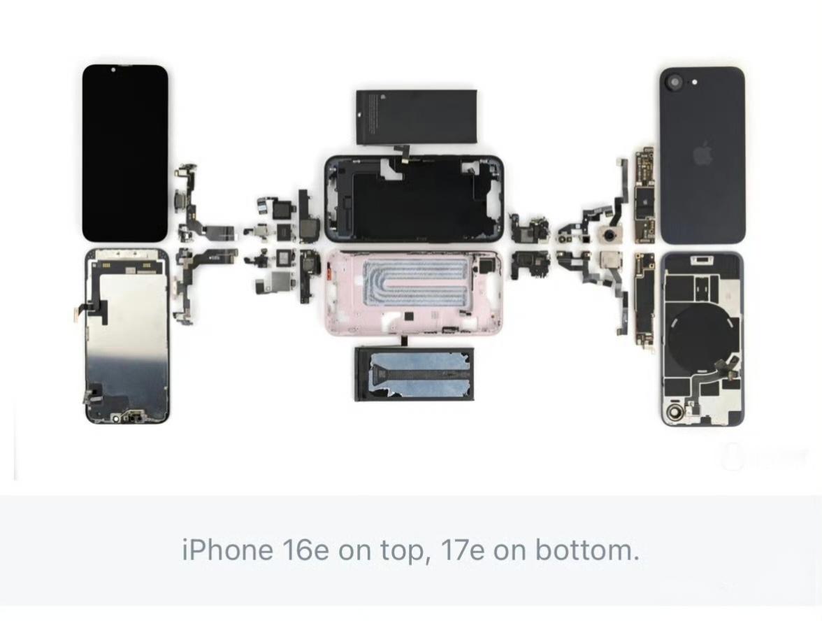 iPhone 17e零件与前代兼容，主板可直接安装到iPhone 16e的机壳中