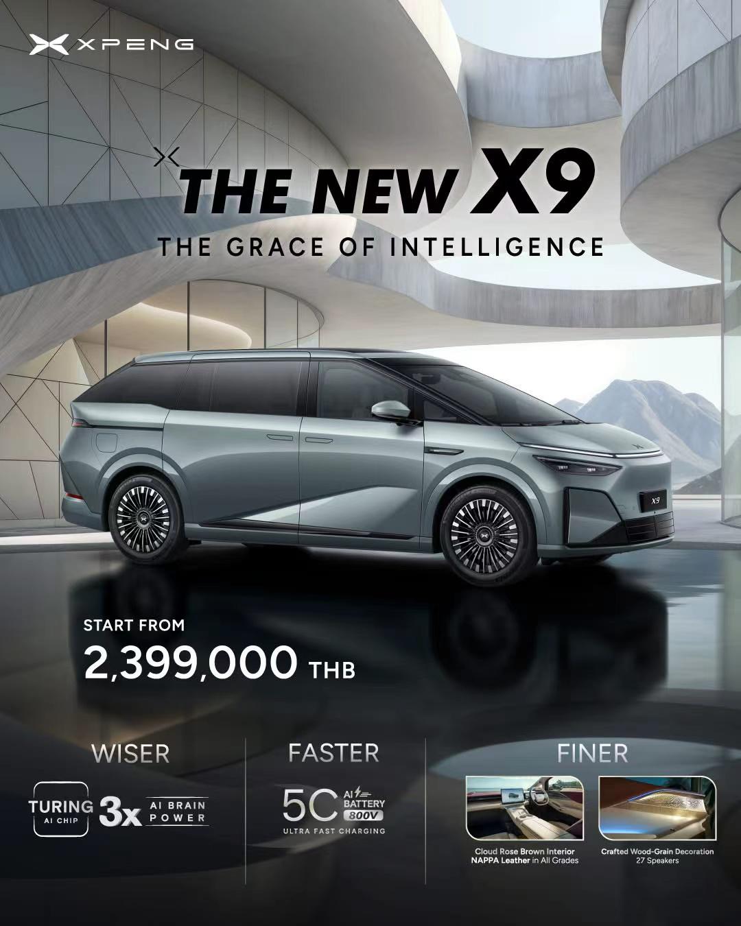 3月18日，小鹏汽车把全新X9带到了泰国，起售价239.9万泰铢（约48万元人民